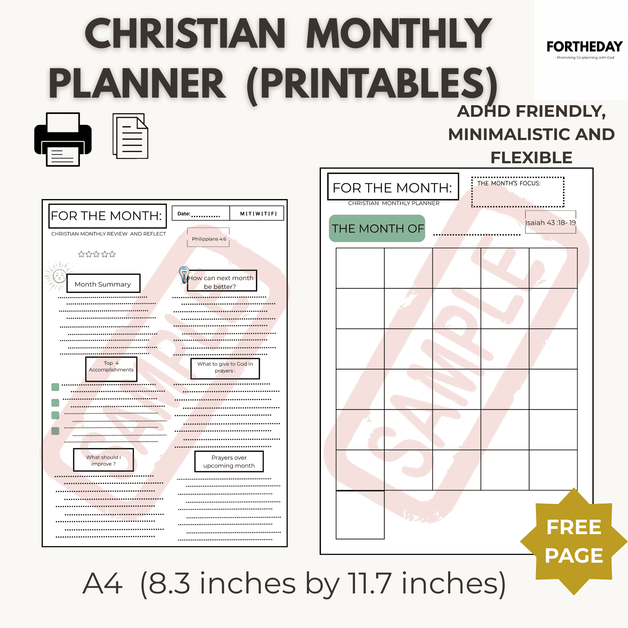FORTHEDAY MONTHLY PLANNER